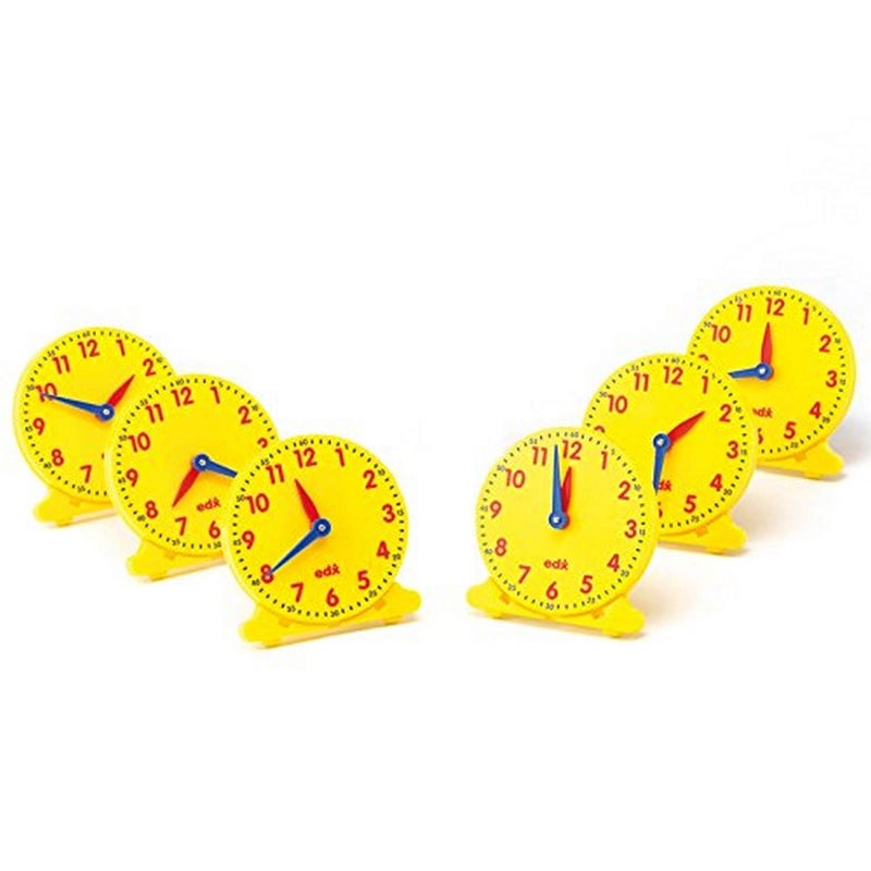 Didax Educational Resources, 5", 12 Hour Student Clock, Set of 6, Multi, 211550